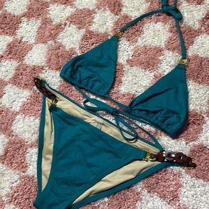 Victoria’s Secret teal Bikini with gold accents